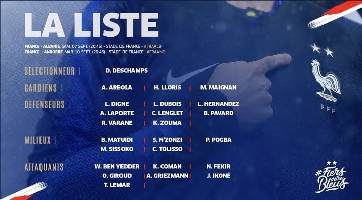 ლანგლე და გრიზმანი ნაკრებში მოხვდნენ, უმტიტი – არა